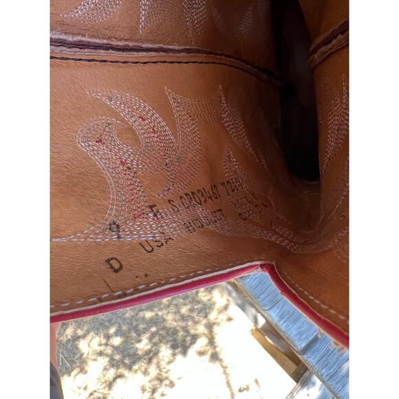 Boulet men’s 9 cowboy boots leather stitched square toe pulls western rodeo main image 9